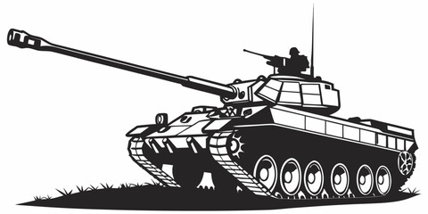 a black and white drawing of a tank Vector © Arisfa