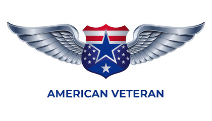 american veteran emblem with wings and shield