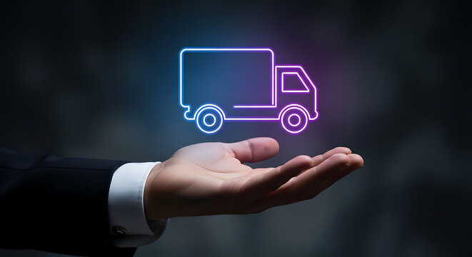 Digital delivery truck icon for logistics and e-commerce
