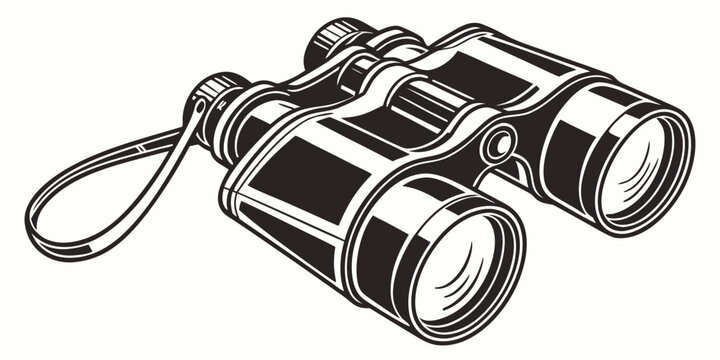 a pair of binoculars with a metal keychain attached Vector