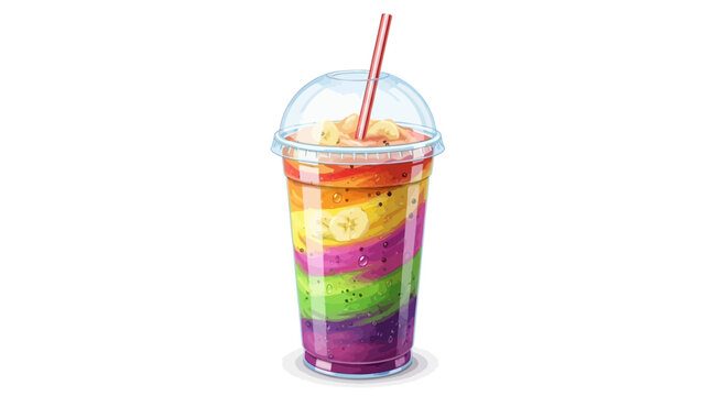 Vector colorful slushy drink with straw