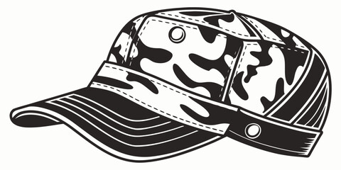 a black and white camouflage baseball cap Vector © Rumi