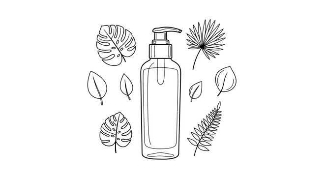Vector illustration of soap bottle with leaves