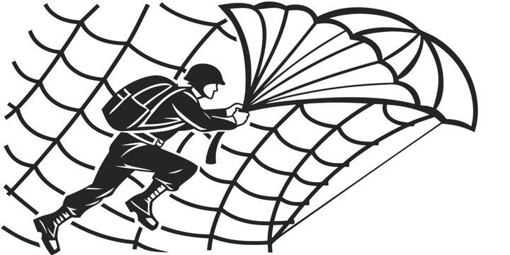 a person in a parachute harness Vector