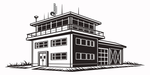 a tall building with a flat roof and several windows Vector © Rumi