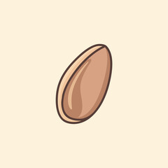 Fototapeta premium A single brown almond with a shiny surface against a beige background