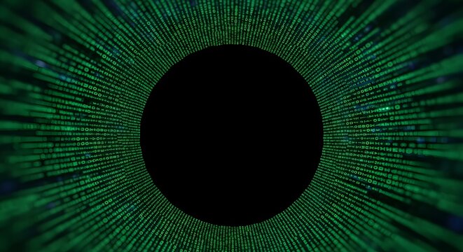 Abstract digital tunnel made of binary code stream