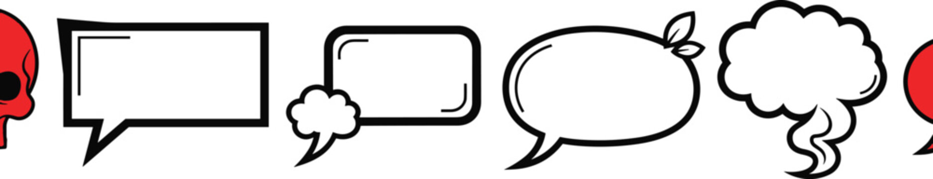 Hand drawn speech bubble illustration set with comic chat dialogue clouds in doodle sketch style isolated on white backgroundHand drawn speech bubble illustration set with comic chat dialogue clouds i