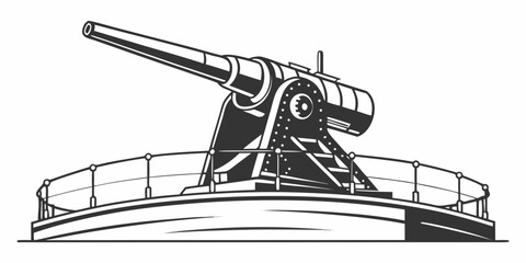 a large naval gun mounted on a ship's deck Vector © boi
