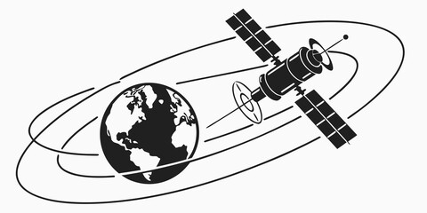 a satellite orbiting the earth Vector © boi