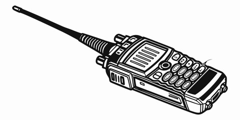 a handheld radio transceiver with antenna Vector © Jannati