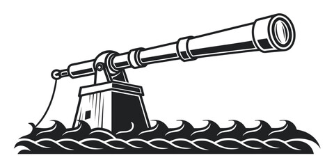 a large gun mounted on a naval turret Vector © Jannati