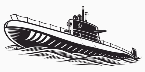 Fototapeta premium a black and white drawing of a submarine Vector
