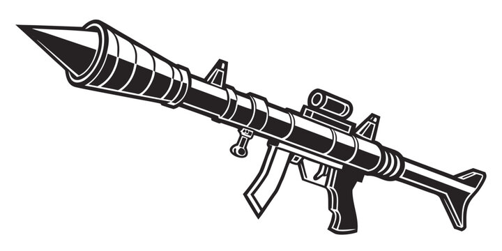 a large black and silver rocket launcher with a scope Vector