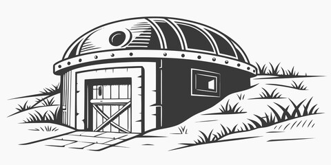 a small dome shaped house with a door and window Vector © Jannati