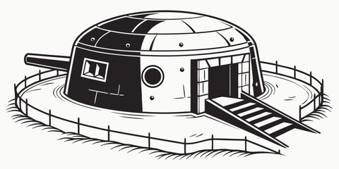 a small dome shaped house with a ramp and fence Vector © Jannati