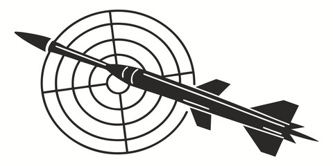 a black and white illustration of a missile hitting a target Vector © Jannati