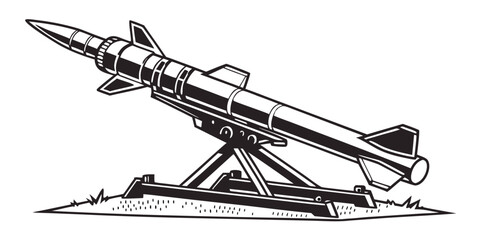 a large rocket launcher on a launchpad Vector © Jannati