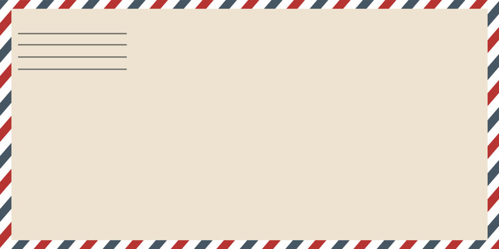 Air mail letter. Post stamp. Airmail frame postcard. Blue red stripes pattern.eps,10