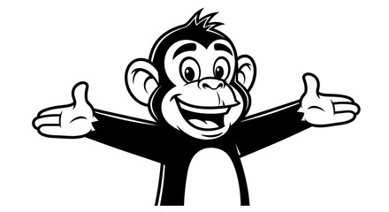 Black and white monkey cartoon character. © Romadon