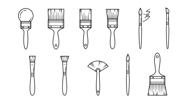 Collection of various paint brushes tools.