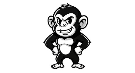 Naklejka premium Smiling Cartoon Monkey in Bowtie.