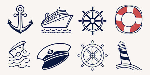 a collection of nautical icons and symbols Vector © Tonni