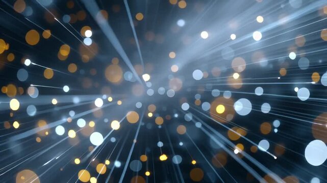 Abstract blurry dots random moving with shiny light. 