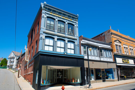 Historic Building in Main Street Historic District in downtown Woonsocket, Rhode Island RI, USA.