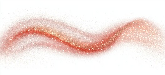 Fototapeta premium flowing red and gold glitter wave of scattered particles on white background, dreamy elegant sparkle
