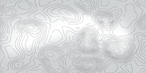 Abstract land elevation pattern, layered white contour curves over soft gray background, modern map-inspired design. © MOH