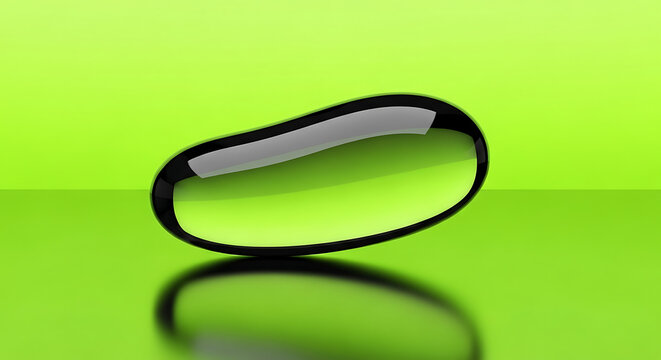 Green tinted eyeglass lens on reflective surface glasses vision