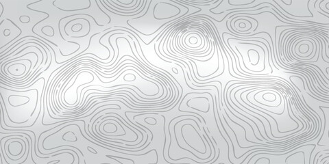 Fototapeta premium Clean cartography-inspired background, gray surface with smooth white terrain contours forming organic shapes.