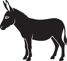 Obraz premium Black silhouette of a donkey standing alone on white background