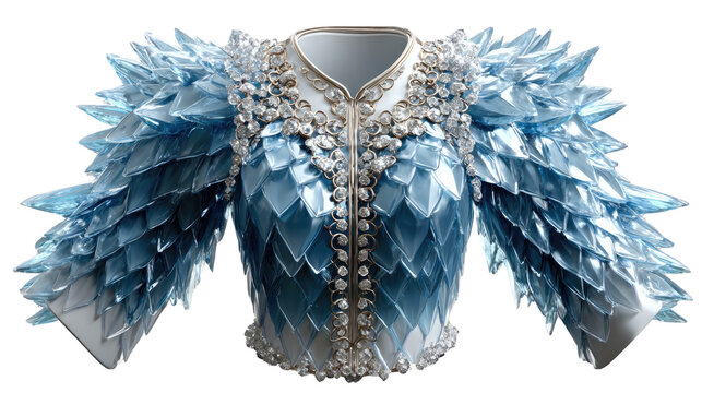 Celestial Couture: A dazzling bodice featuring intricate ice-blue accents, radiating an aura of ethereal beauty. 
