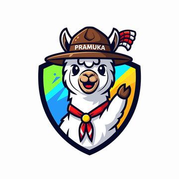 Pramuka Llama Shield Emblem with Hat and Scarf