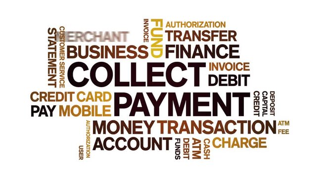 Collect Payment animated word cloud-text design animation tag kinetic typography seamless loop.