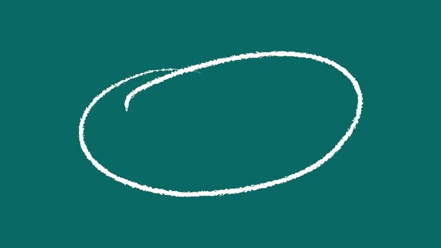 Hand drawn white marker circle or oval highlight frame for emphasis isolated on cyan background. motion graphics of concept. 4k video. animation