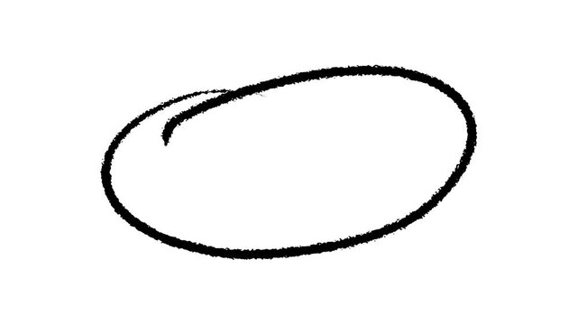 Hand drawn black marker circle or oval highlight frame for emphasis isolated on white background. motion graphics of concept. 4k video. animation