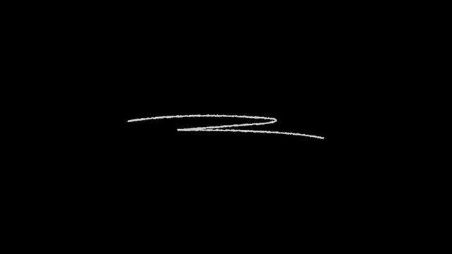 White brush stroke underline highlight line animation with alpha channel, scribble doodle transparent background. 4k video. animation
