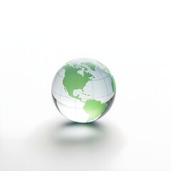 Fototapeta premium Glass Globe Earth representing global concepts, digital world, and environmental awareness on white background