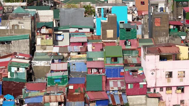 Aerial view of a crowded slum in metro manila