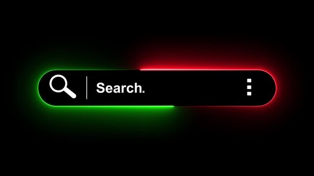 Search engine optimization concept on the black background. Motion graphics of with search bar for data search on website online idea. 4k video animation