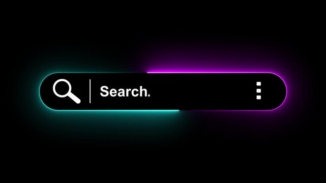 Search engine optimization concept on the black background. Motion graphics of with search bar for data search on website online idea. 4k video animation