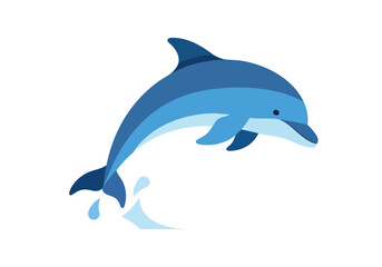 Obraz premium Playful Dolphin Leaping from Blue Water, A Vibrant Aquatic Illustration of Marine Life