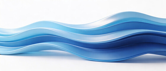 Obraz premium Abstract blue wave-like objects with smooth curves and gradient hues on a white background. Modern, fluid art design with decorative and artistic elements.