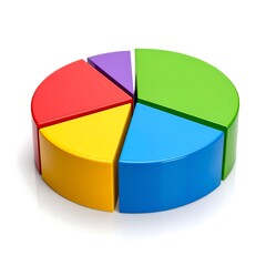 Obraz premium A 3D pie chart with five colorful sections