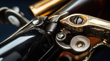 Obraz premium flintlock. Intricate metal parts of a mechanical device in close view. product launch decks, UI/UX mockups, designed for product launches and innovation pitches, used by customer success managers.