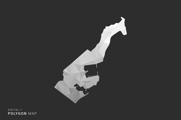 Naklejka premium Monaco Map - Polygon style vector illustration in black, gray and white low poly geometric design, minimal silhouette, isolated for infographic.
