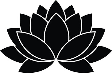 Obraz premium Black lotus flower with white outline symbol